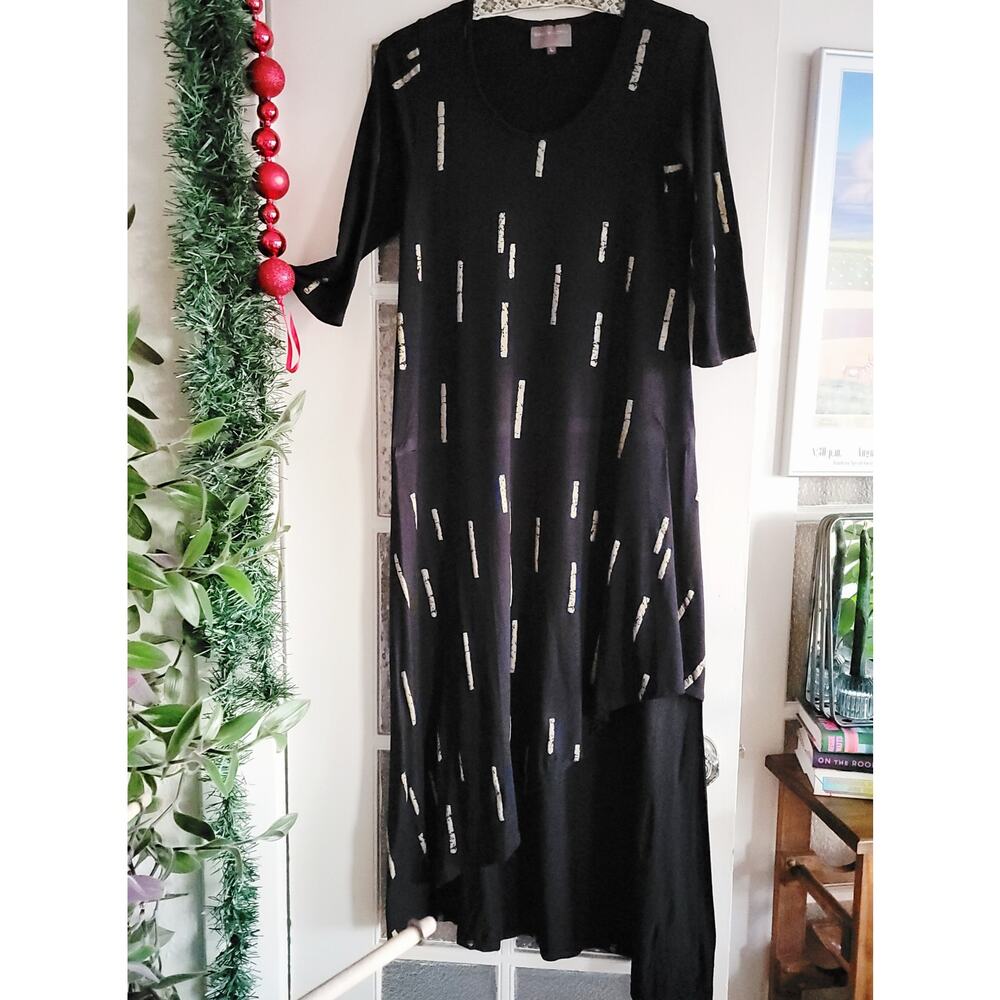 Bel Kazan Gold Bar Asymmetrical Dress L